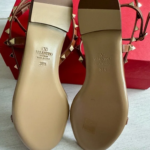 BRAND NEW Valentino Garavani RockStud Brown Sandals - Picture 7 of 9